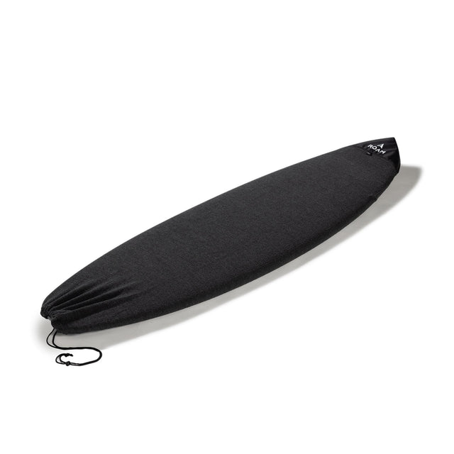 ROAM Surfboard Socke ECO Hybrid Fish schwarz, dehnbarer Neopren-Schutz mit Zugband, Seitenansicht