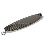 ROAM Surfboard Socke ECO Hybrid Fish, schwarze Neoprensocke mit Rillenstruktur, seitliche Ansicht mit Tragegriff