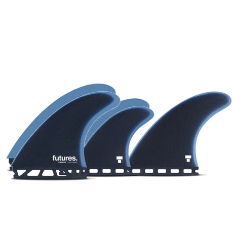 Futures Twiggy Big Wave 5-Fin Set, blau und schwarz, Surfflossen aus Kunststoff, Seitenansicht auf Basis