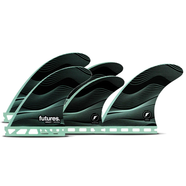 Futures Legacy Honeycomb 5-Fin Set in Schwarz und Mint mit Wabenmuster, Seitenansicht