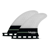 Futures Honeycomb Quad Rear Set, weiße Finnen mit schwarzer Basis, Seitenansicht