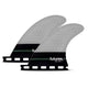 Futures Honeycomb Quad Rear Set, grau-schwarze Surfflossen mit Wabenmuster, seitliche Ansicht