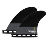 Futures Honeycomb Pivot Quad Rear Set, schwarze Finnen mit grauem Honeycomb-Material und schwarzer Basis, Seitenansicht