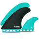 Futures Twin+1 Fin Set Timmy Patterson Honeycomb in Türkis und Schwarz, drei Flossen mit Honeycomb-Material, Draufsicht
