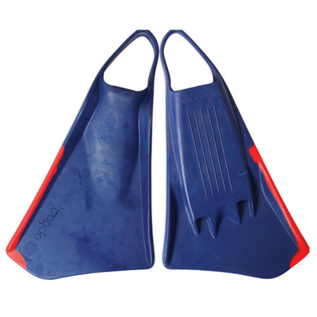 Sniper Bodyboard Flossen Option MK2 in Blau und Rot, Draufsicht, Kunststoff-Schwimmflossen mit ergonomischem Design