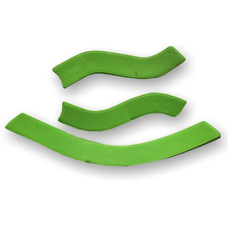Simba Surf Helm Halo Fit Pads 9mm, grüne Schaumstoff-Polsterungen, geschwungene Form, drei Pads in Draufsicht