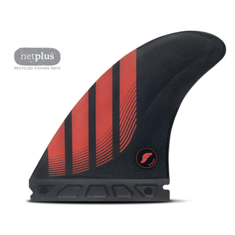 Futures Thruster Fin Set P8 Alpha schwarz-rot mit Streifen, Seitenansicht