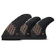 Futures Quad Thruster 5 Fin Set Gerry Lopez Alpha, schwarz mit bronzefarbenem Zickzackmuster, Seitenansicht