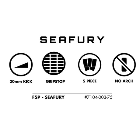 Futures Traction Pad Seafury, 5-teilig, Griptop-Oberfläche, 20mm Kick, ohne Arch-Unterstützung