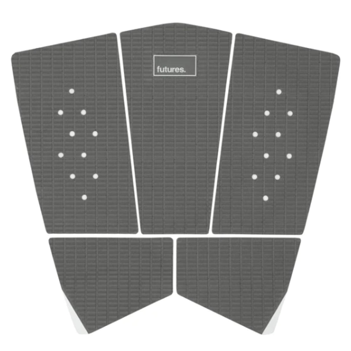 Futures Traction Pad Surfboard Footpad grau mit Noppen, fünfteiliges Set, Draufsicht