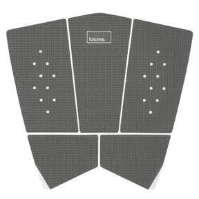 Futures Traction Pad Surfboard Footpad grau mit Noppen, fünfteiliges Set, Draufsicht