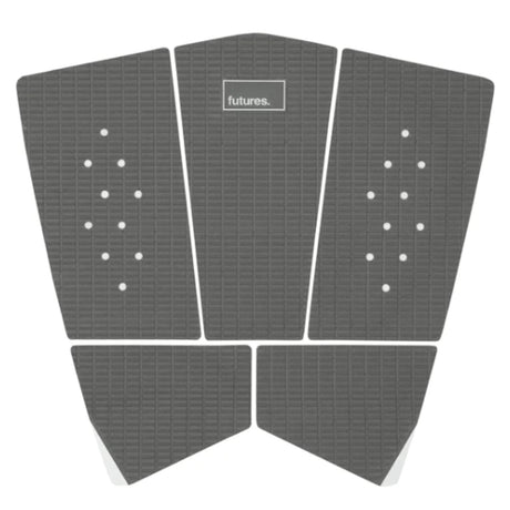 Futures Traction Pad Surfboard Footpad grau mit Noppen, fünfteiliges Set, Draufsicht
