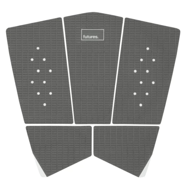Futures Traction Pad Surfboard Footpad grau mit Noppen, fünfteiliges Set, Draufsicht