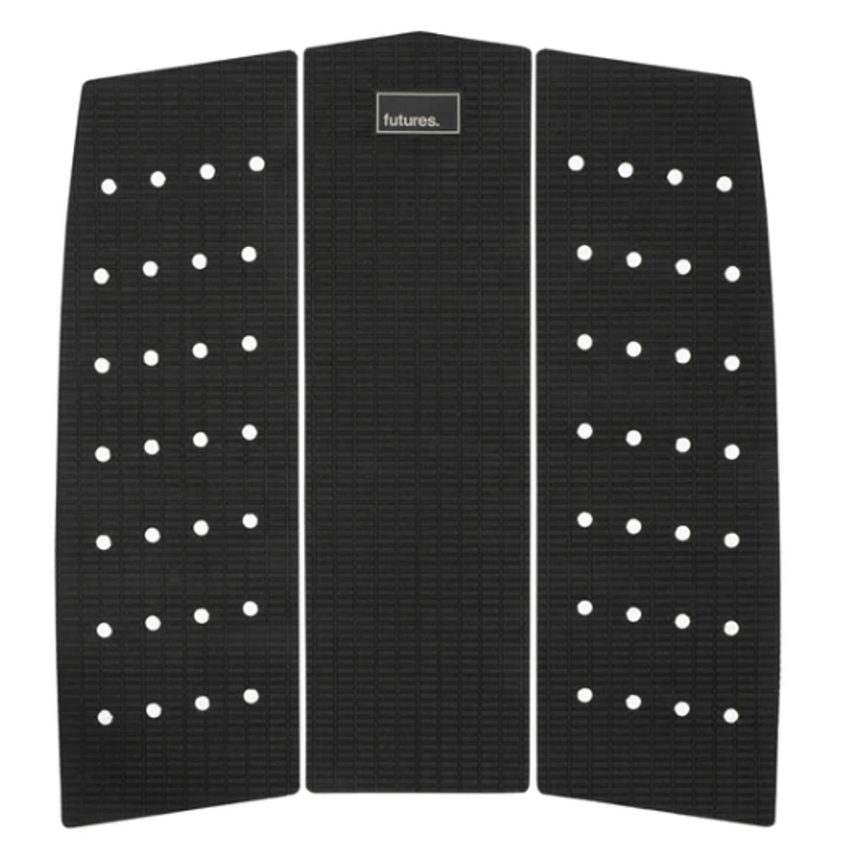 Futures Traction Landing Pad schwarzes Surfboard Footpad mit weißen Grip-Noppen, Draufsicht