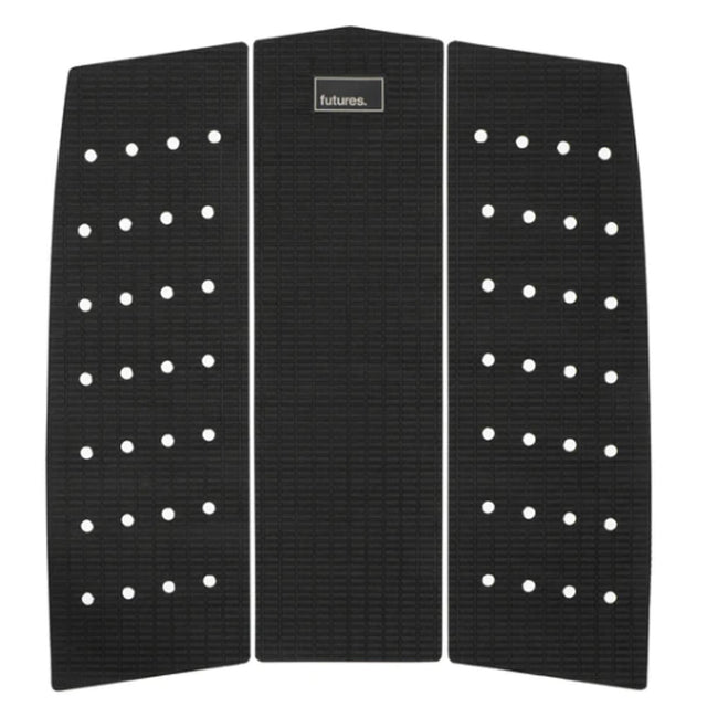 Futures Traction Landing Pad schwarzes Surfboard Footpad mit weißen Grip-Noppen, Draufsicht