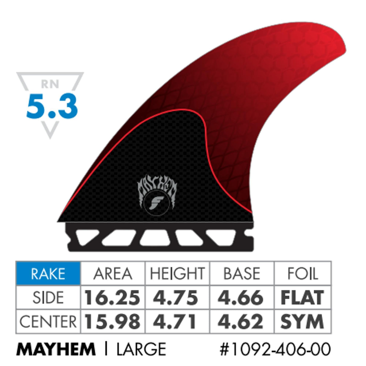 Futures Thruster Fin Set Mayhem 3.0 M/L, Rot-Schwarz, Kunststoff, Größe Large mit technischen Spezifikationen