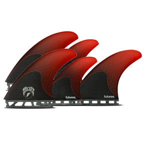 Futures Quad Thruster 5 Fin Set Mayhem 3.0 rot schwarz Surfflossen Ansicht von vorne