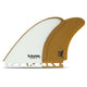Futures Twin Fin Set Christenson Fiberglass in Braun und Weiß, zwei Flossen aus Glasfaser, Seitenansicht