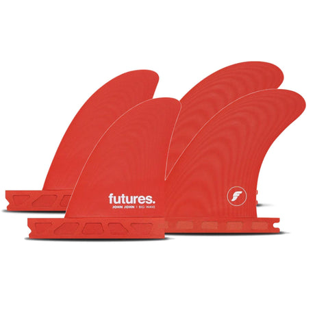 Futures Quad Fin Set JJ Florence Big Wave rote Surfflossen vier Flossen Seitenansicht