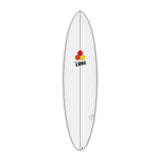 Channel Islands X-lite M23 Surfboard weiß, Draufsicht mit farbigem Logo