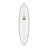 Channel Islands X-lite M23 Surfboard, weiß mit beige Kanten, Draufsicht