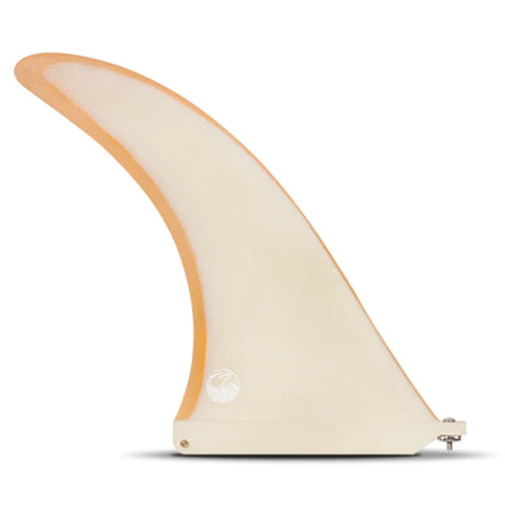 Futures Single Fin Zack Flores Fiberglass, creme mit orange Kanten, Seitenansicht