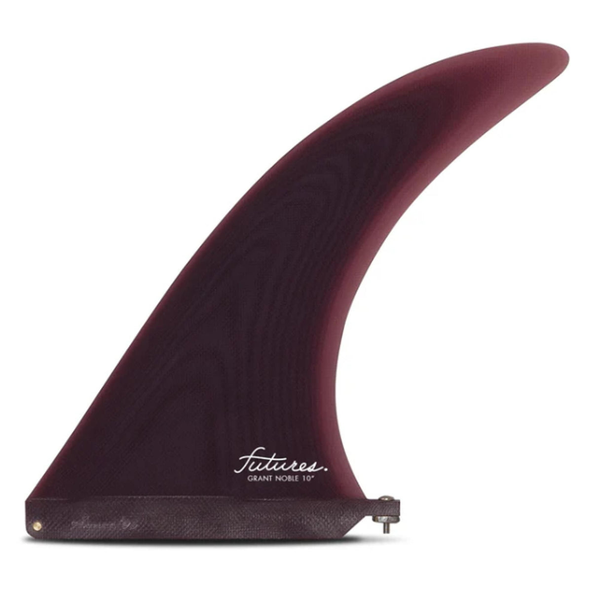 Futures Single Fin Grant Noble Fiberglass burgunderrot, Seitenansicht, Surfboard-Finne aus Fiberglas