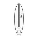 Channel Islands X-lite PodMod Surfboard weiß schwarz Fischform Draufsicht