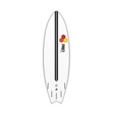 Channel Islands X-lite PodMod Surfboard, weiß mit schwarzem Mittelstreifen, Draufsicht