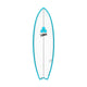 Channel Islands X-lite PodMod Surfboard, türkis, Draufsicht, kompaktes Design mit Pod-Technologie
