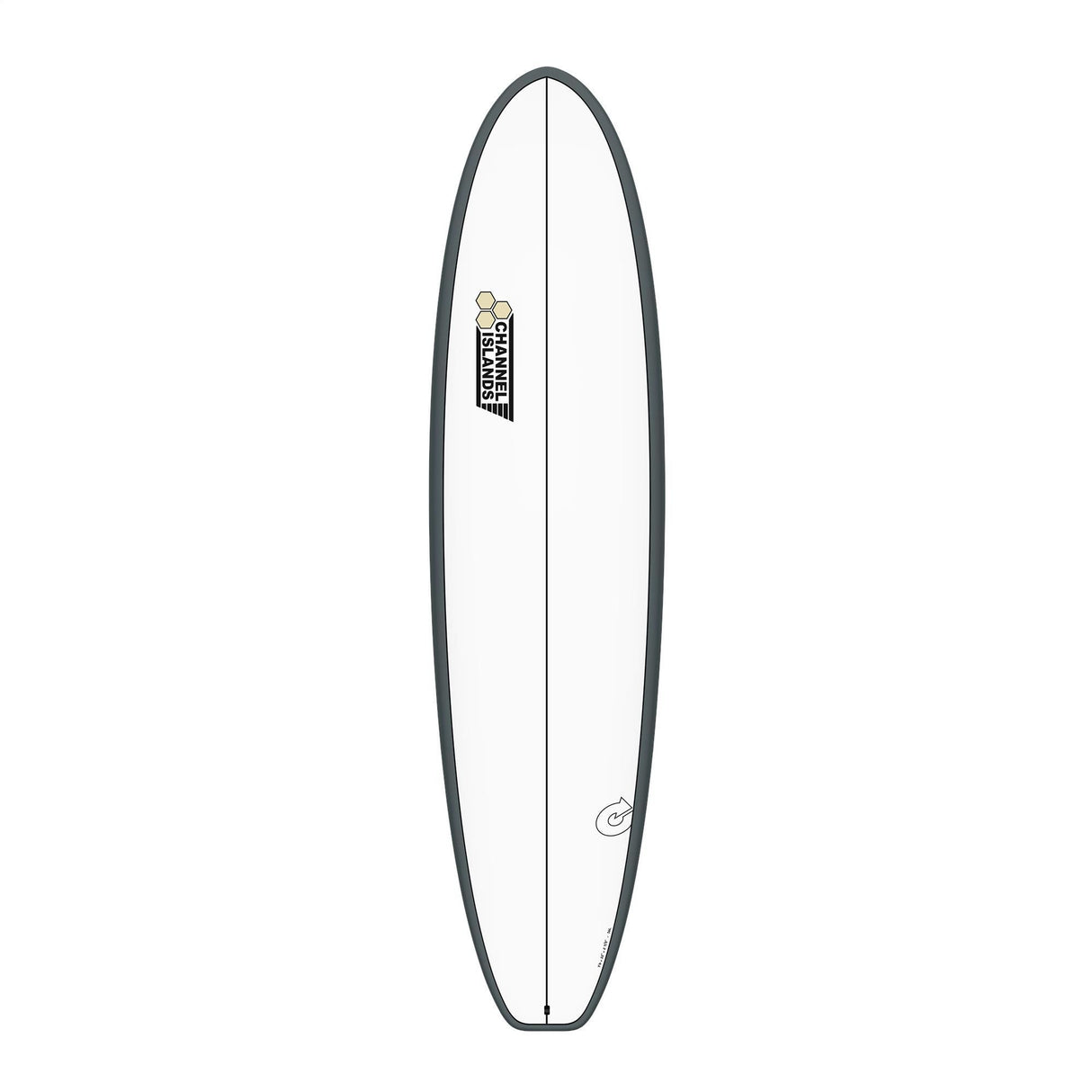 Channel Islands X-lite Chancho Surfboard weiß mit grauem Rail, Draufsicht