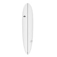 Torq TEC Delpero Pro Wide Surfboard, weiß, Draufsicht auf das Deck mit schwarzer Mittellinie und Logo-Details