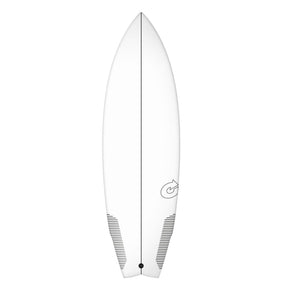 Torq TEC RVR River Surfboard weiß mit strukturierten Finnen, Draufsicht