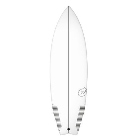 Torq TEC RVR River Surfboard weiß mit strukturierten Finnen, Draufsicht