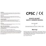 Gath Multisports Helm RGM, schwarzer Sporthelm mit Sicherheitszertifikation CPSC CE, Bedienungsanleitung und Warnhinweise sichtbar