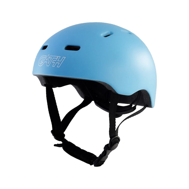 Gath Multisports Helm RGM in Hellblau mit schwarzen Riemen, Seitenansicht