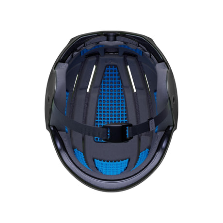 HYDA Coanda Fusion Wassersport Helm schwarz-blau, Innenansicht mit Polsterung und Belüftungsöffnungen