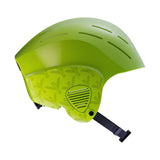 HYDA Coanda Fusion Wassersport Helm in Neongelb mit Belüftungslöchern und Kinnriemen, seitliche Ansicht