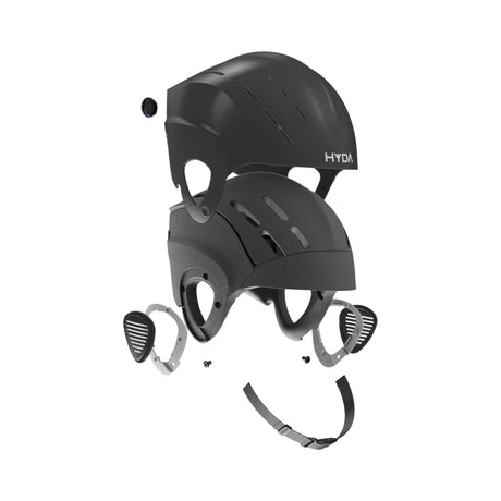 HYDA Coanda Core Wassersport Helm schwarz mit Belüftungssystem, Frontansicht