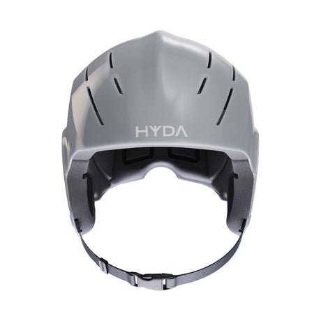 HYDA Coanda Core Wassersport Helm grau mit Belüftungsschlitzen, Frontansicht