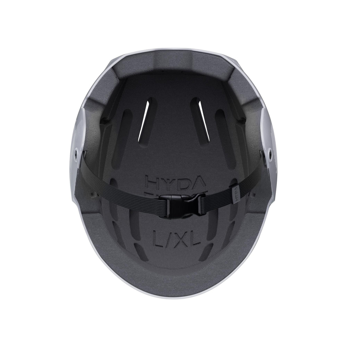 HYDA Coanda Core Wassersport Helm grau-schwarz Draufsicht mit Polsterung und Kinnriemen