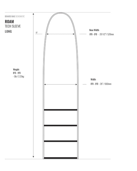 Roam Tech Socke Long weiß mit schwarzen Trennstreifen, Technische Zeichnung mit Maßangaben, Flachansicht von oben