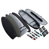 Roam Surfboard Converter Coffin Transporttasche schwarz mit abnehmbaren Polstern und Zubehörteilen, Flachansicht