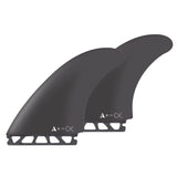 Roam Twin Fin Set Eduard Delpero, dunkelgrau, zwei Surfflossen mit weißer Basis, Ansicht von oben