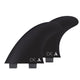 Roam Sidebite Fin Set Eduard Delpero Two Tab schwarze Surfflossen mit Two-Tab-Befestigung, Draufsicht