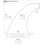 Roam Delpero Pro Surfboard mit US Box, technische Seitenansicht mit Maßen und Spezifikationen
