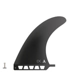 Roam Delpero Pro Single Fin US Box, schwarz, Seitenansicht mit markanter Finnenform und Befestigungssystem