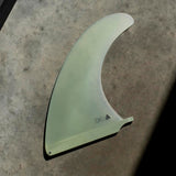 ROAM Surfboard Single Fin Delpero Classic US Box, cremefarbene Finne mit US Box Montagesystem, Detailansicht