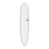 TORQ TET 24/7 Longboard Surfboard in Weiß, Draufsicht, mit TORQ-Logo und Mittelleiste