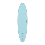 Torq TET MOD Fun & Fish Surfboard in hellem Blau, Draufsicht auf das komplette Board mit abgerundetem Nose und Tail